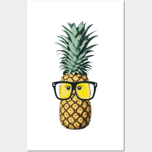 Pineapple with Glasses Posters and Art